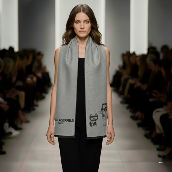 Authentic Karl Lagerfeld Paris Reversible Scarf NWT (Unisex) - Picture 5 of 16